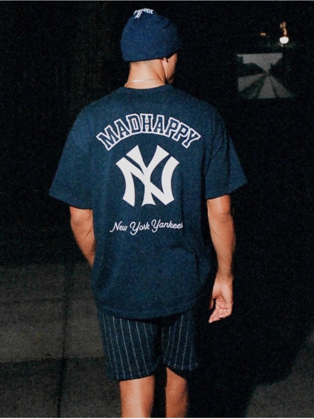 Madhappy New York Yankees Navy Blue and White Mens Tee Shirt